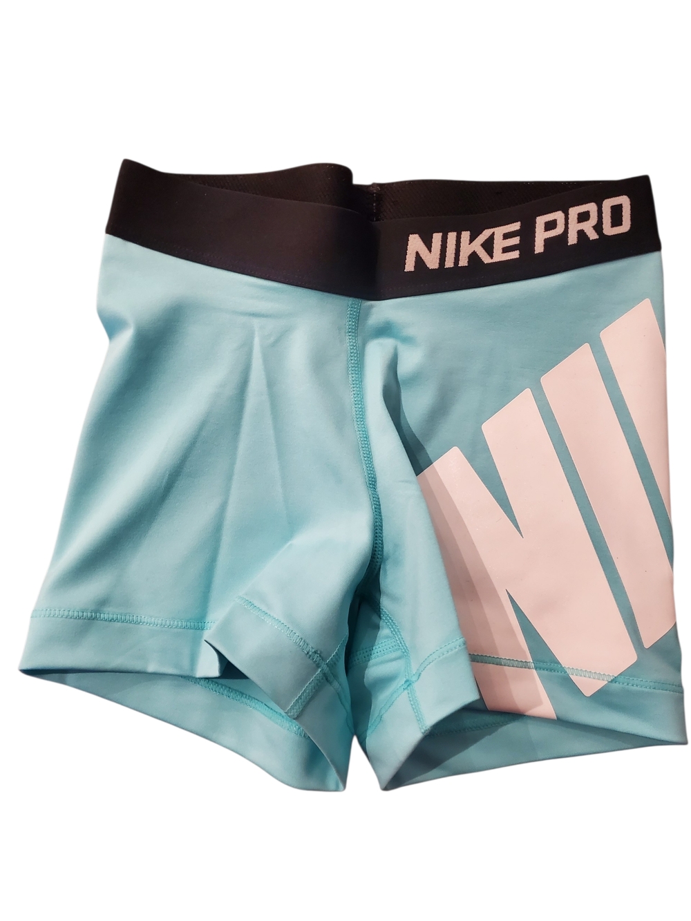 BRAND NEW NEVER WORN |Nike Pro Aqua Blue Bike Shorts with Black Waistband